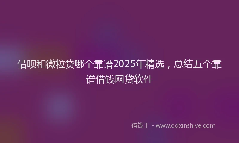 借呗和微粒贷哪个靠谱2025年精选,总结五个靠谱借钱网贷软件
