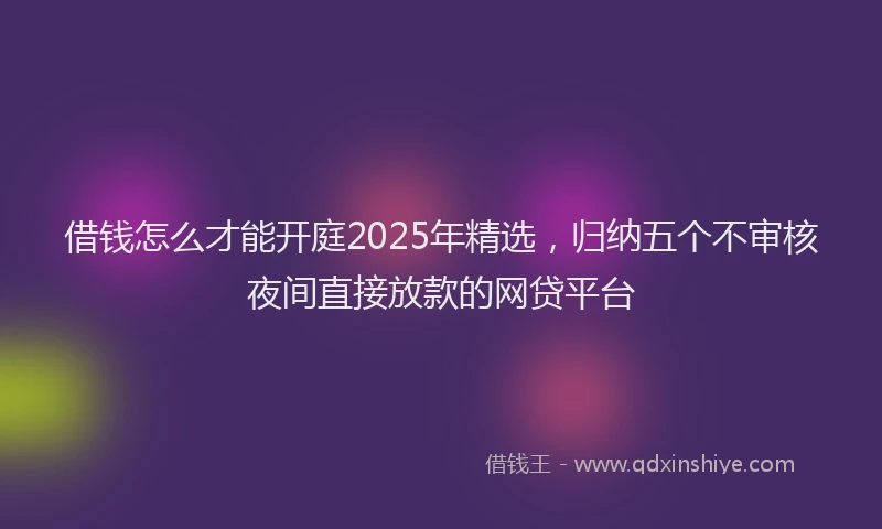 借钱怎么才能开庭2025年精选，归纳五个不审核夜间直接放款的网贷平台