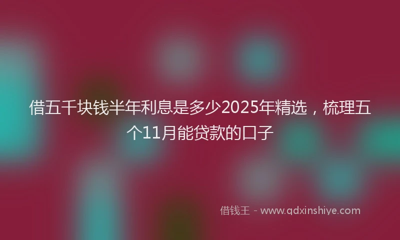 借五千块钱半年利息是多少2025年精选，梳理五个11月能贷款的口子