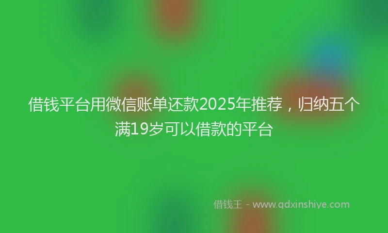 借钱平台用微信账单还款2025年推荐，归纳五个满19岁可以借款的平台
