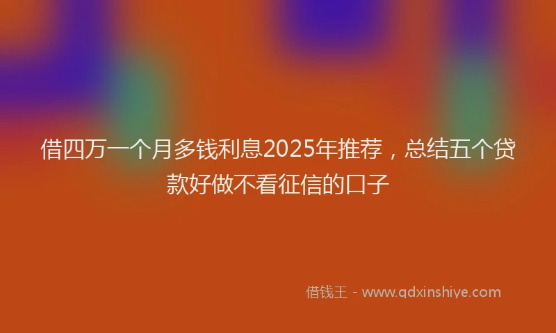 借四万一个月多钱利息2025年推荐，总结五个贷款好做不看征信的口子