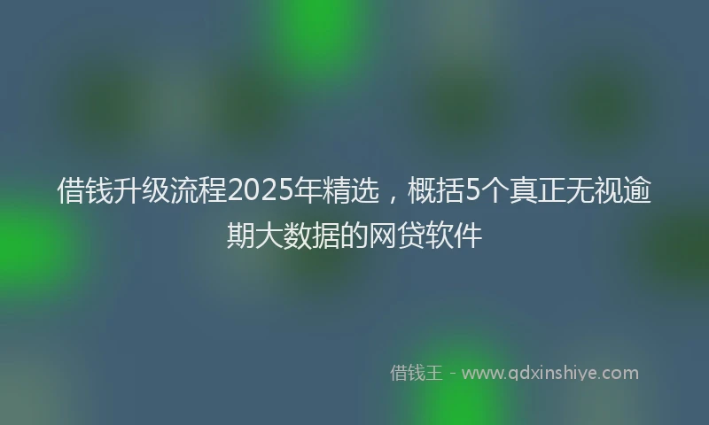 借钱升级流程2025年精选，概括5个真正无视逾期大数据的网贷软件