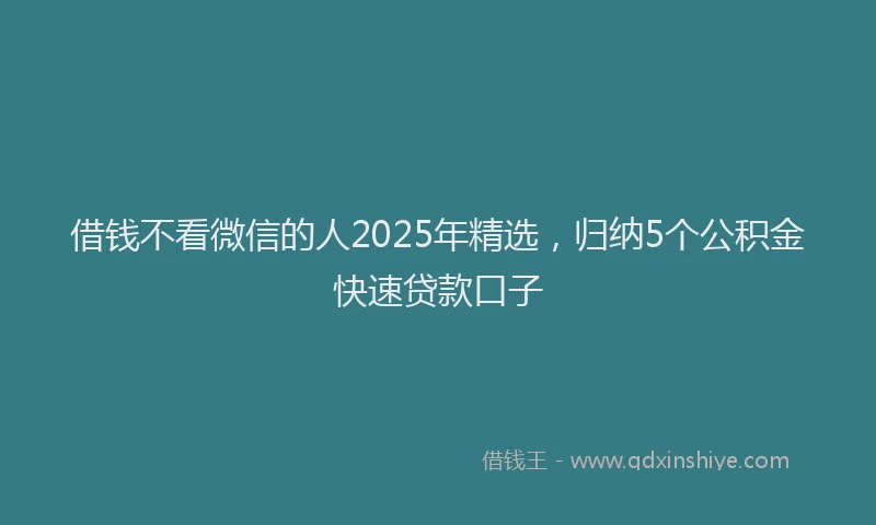 借钱不看微信的人2025年精选，归纳5个公积金快速贷款口子