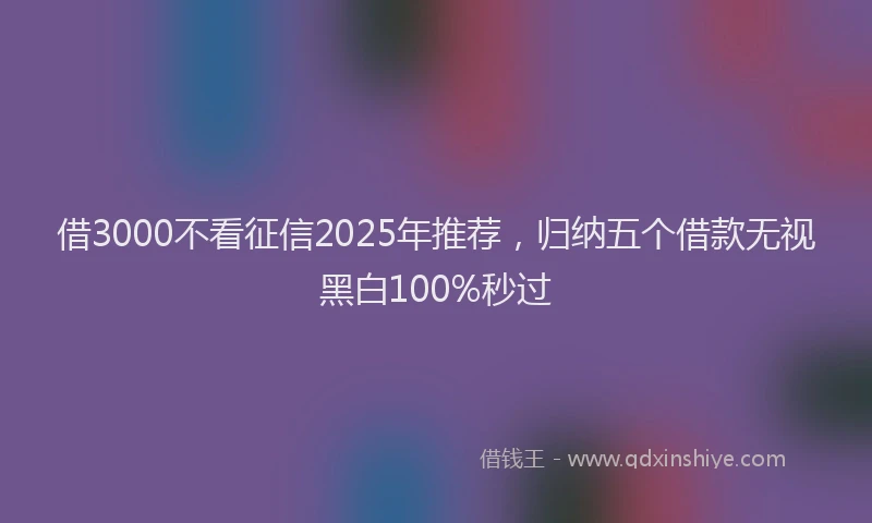 借3000不看征信2025年推荐，归纳五个借款无视黑白100%秒过