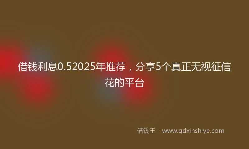 借钱利息0.52025年推荐，分享5个真正无视征信花的平台