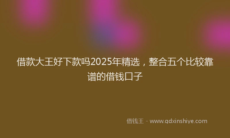借款大王好下款吗2025年精选，整合五个比较靠谱的借钱口子