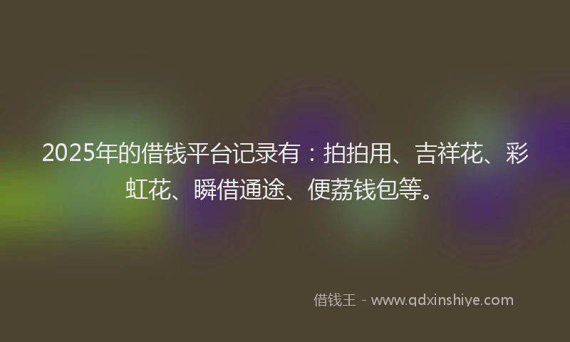 2025年的借钱平台记录有：拍拍用、吉祥花、彩虹花、瞬借通途、便荔钱包等。