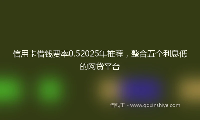 信用卡借钱费率0.52025年推荐，整合五个利息低的网贷平台