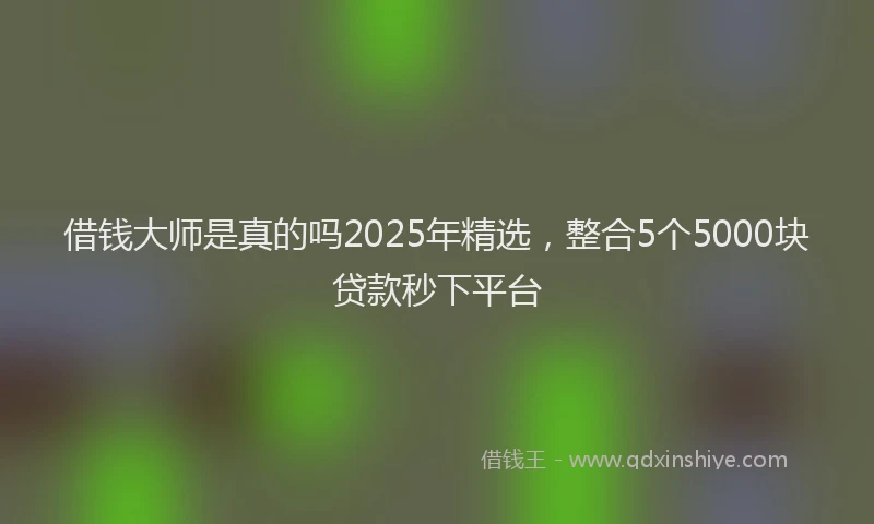 借钱大师是真的吗2025年精选，整合5个5000块贷款秒下平台