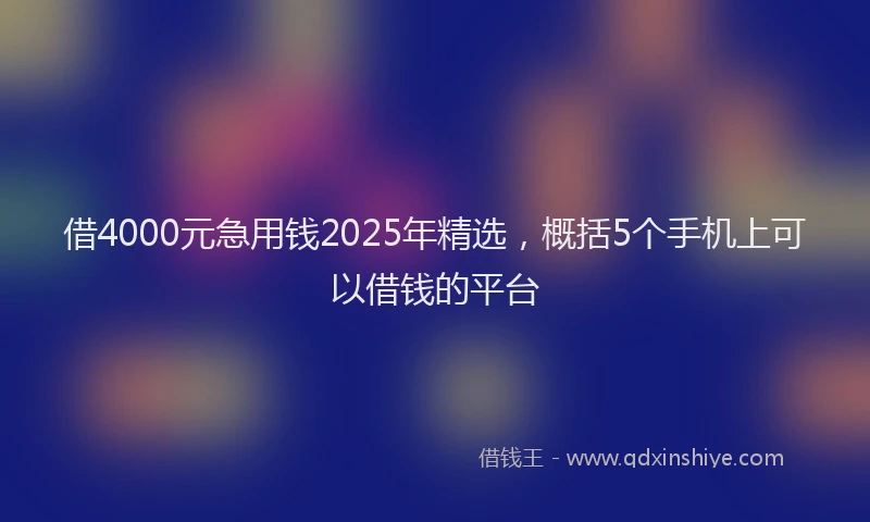 借4000元急用钱2025年精选，概括5个手机上可以借钱的平台