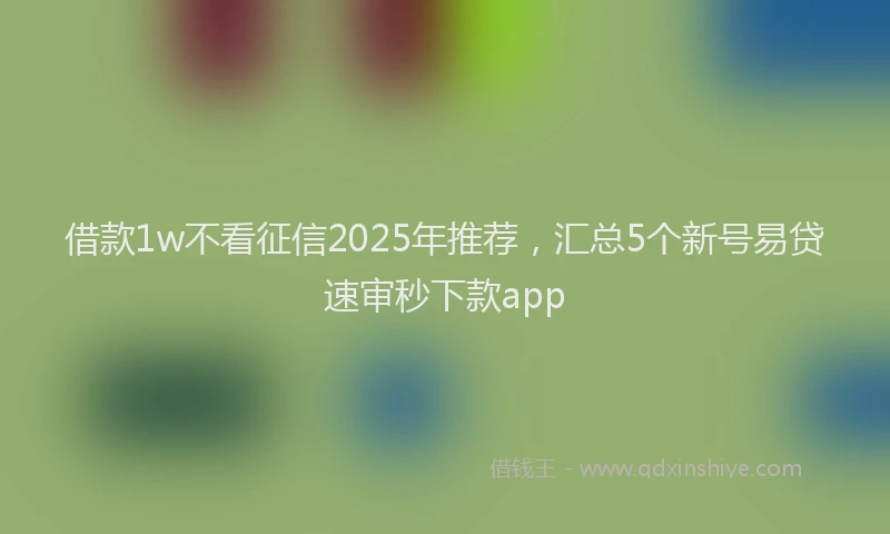 借款1w不看征信2025年推荐，汇总5个新号易贷速审秒下款app