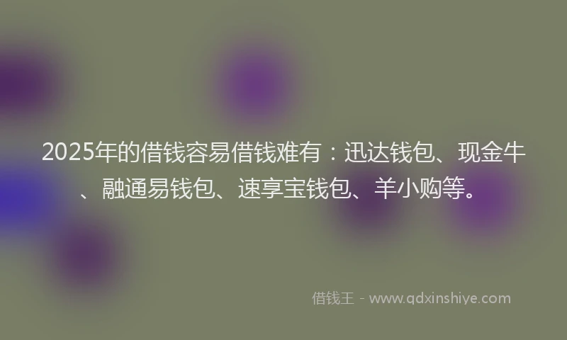 2025年的借钱容易借钱难有：迅达钱包、现金牛、融通易钱包、速享宝钱包、羊小购等。