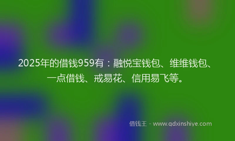 2025年的借钱959有：融悦宝钱包、维维钱包、一点借钱、戒易花、信用易飞等。