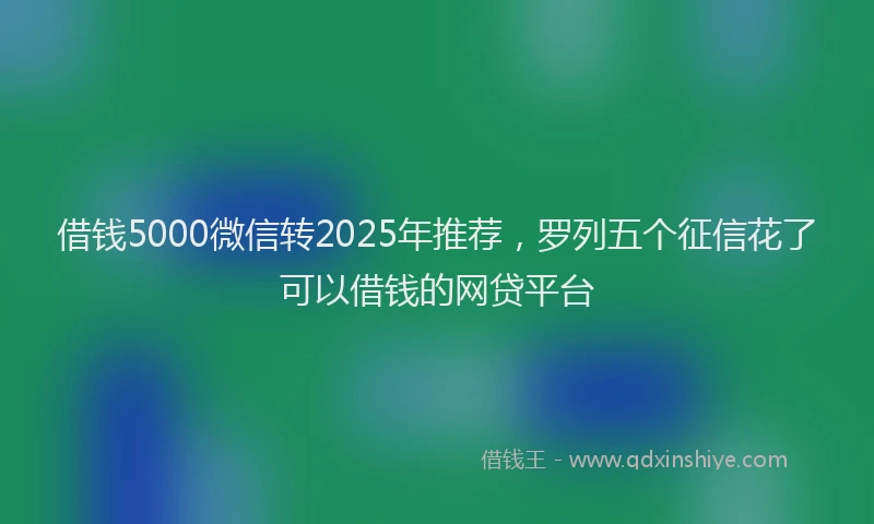 借钱5000微信转2025年推荐，罗列五个征信花了可以借钱的网贷平台