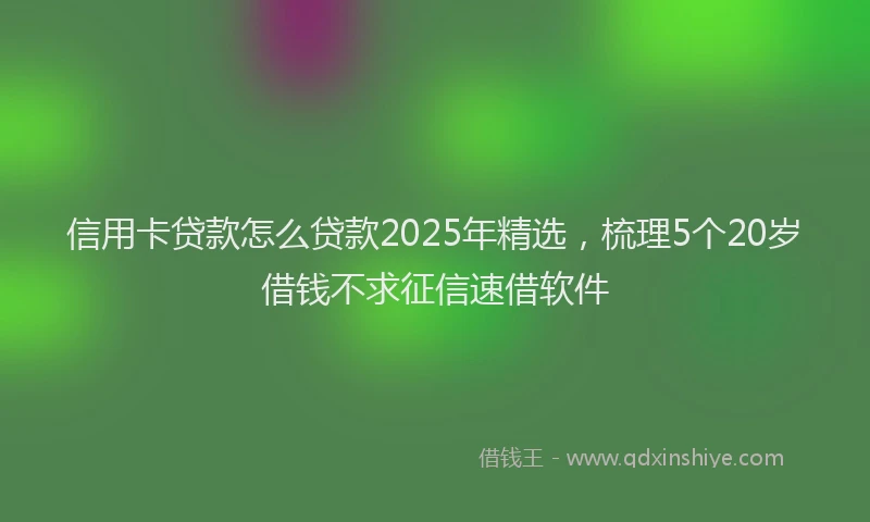 信用卡贷款怎么贷款2025年精选，梳理5个20岁借钱不求征信速借软件