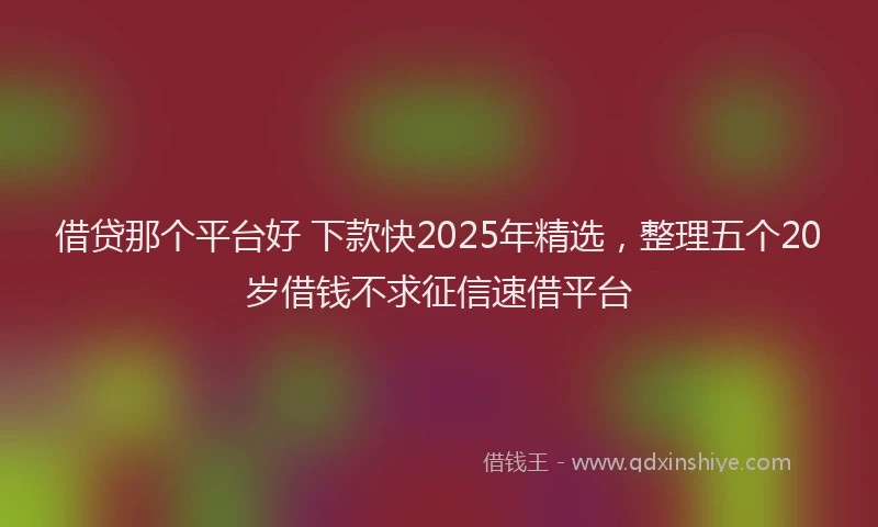 借贷那个平台好 下款快2025年精选，整理五个20岁借钱不求征信速借平台