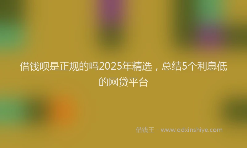 借钱呗是正规的吗2025年精选，总结5个利息低的网贷平台