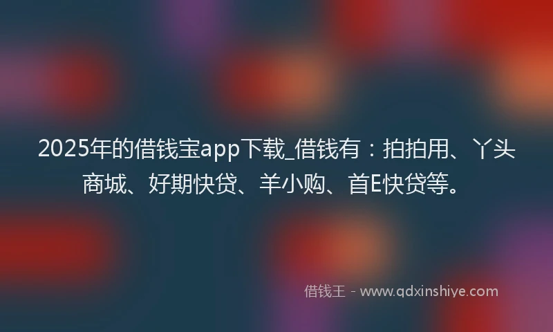 2025年的借钱宝app下载_借钱有：拍拍用、丫头商城、好期快贷、羊小购、首E快贷等。