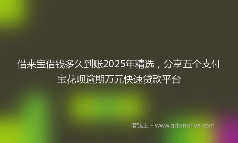 借来宝借钱多久到账2025年精选，分享五个支付宝花呗逾期万元快速贷款平台