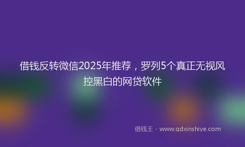 借钱反转微信2025年推荐，罗列5个真正无视风控黑白的网贷软件