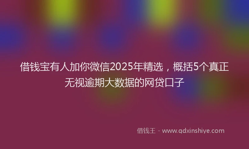 借钱宝有人加你微信2025年精选，概括5个真正无视逾期大数据的网贷口子