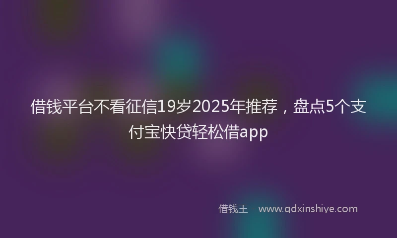 借钱平台不看征信19岁2025年推荐，盘点5个支付宝快贷轻松借app