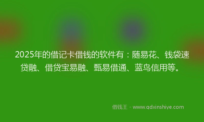2025年的借记卡借钱的软件有：随易花、钱袋速贷融、借贷宝易融、甄易借通、蓝鸟信用等。