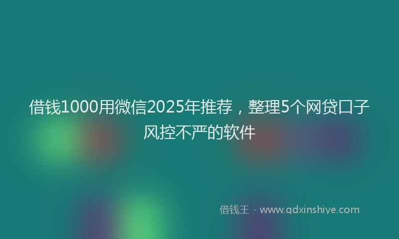 借钱1000用微信2025年推荐，整理5个网贷口子风控不严的软件