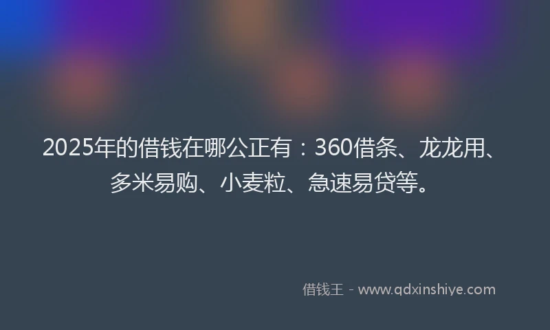 2025年的借钱在哪公正有：360借条、龙龙用、多米易购、小麦粒、急速易贷等。