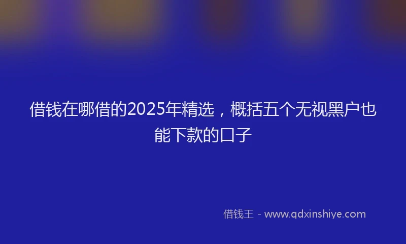借钱在哪借的2025年精选，概括五个无视黑户也能下款的口子