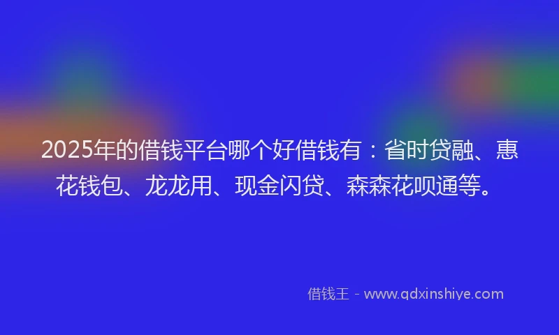 2025年的借钱平台哪个好借钱有：省时贷融、惠花钱包、龙龙用、现金闪贷、森森花呗通等。