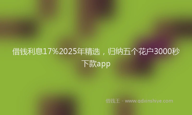 借钱利息17%2025年精选，归纳五个花户3000秒下款app