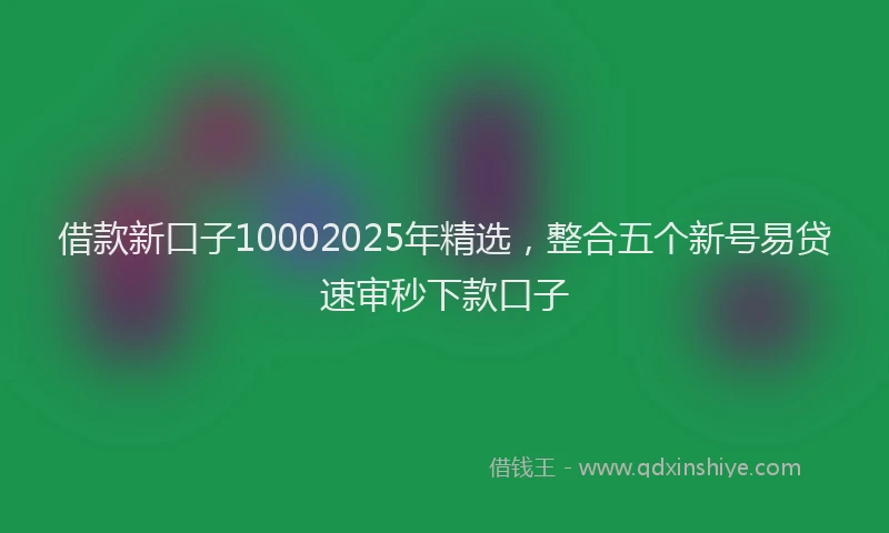 借款新口子10002025年精选，整合五个新号易贷速审秒下款口子