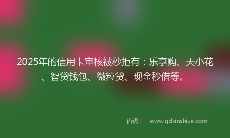 2025年的信用卡审核被秒拒有：乐享购、天小花、智贷钱包、微粒贷、现金秒借等。