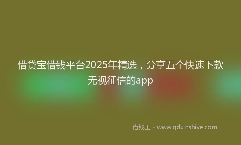 借贷宝借钱平台2025年精选，分享五个快速下款无视征信的app