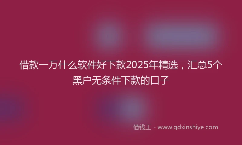借款一万什么软件好下款2025年精选，汇总5个黑户无条件下款的口子