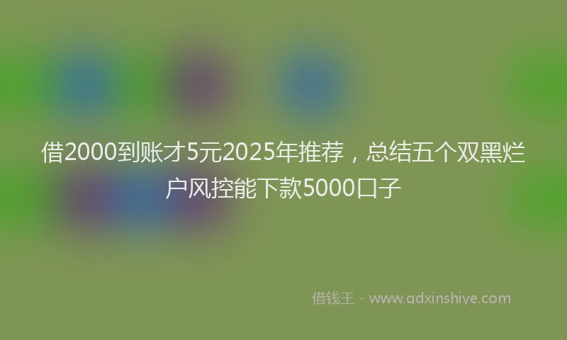 借2000到账才5元2025年推荐，总结五个双黑烂户风控能下款5000口子