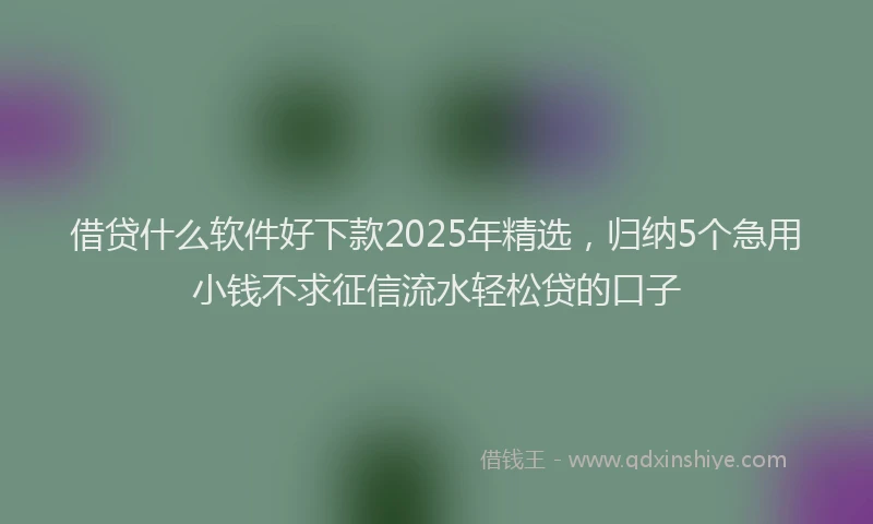 借贷什么软件好下款2025年精选，归纳5个急用小钱不求征信流水轻松贷的口子