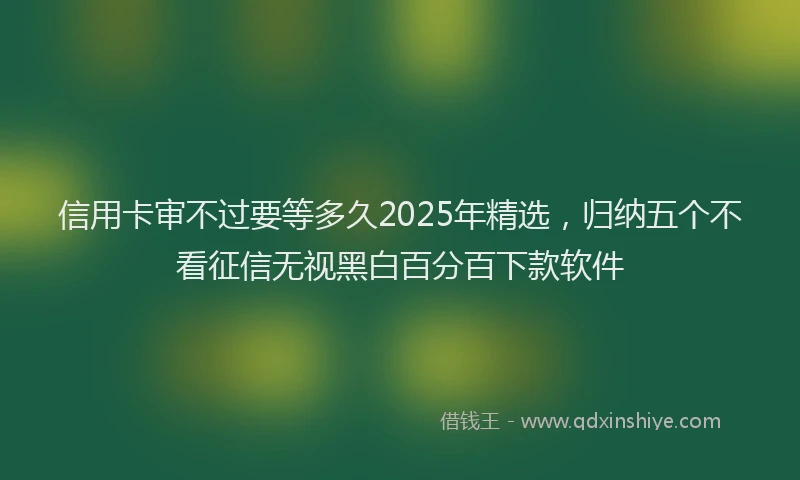 信用卡审不过要等多久2025年精选，归纳五个不看征信无视黑白百分百下款软件