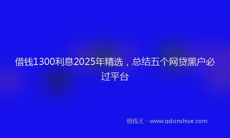借钱1300利息2025年精选，总结五个网贷黑户必过平台