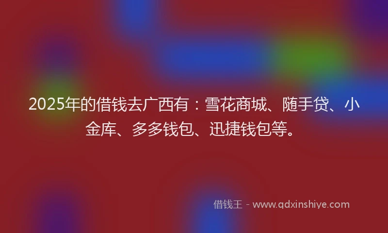 2025年的借钱去广西有：雪花商城、随手贷、小金库、多多钱包、迅捷钱包等。