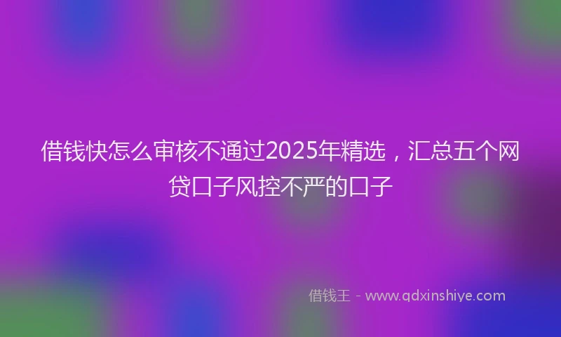 借钱快怎么审核不通过2025年精选，汇总五个网贷口子风控不严的口子