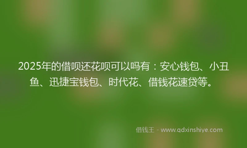 2025年的借呗还花呗可以吗有：安心钱包、小丑鱼、迅捷宝钱包、时代花、借钱花速贷等。