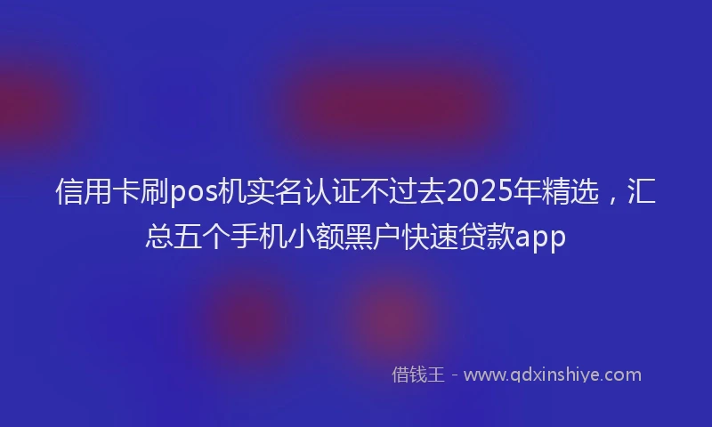 信用卡刷pos机实名认证不过去2025年精选，汇总五个手机小额黑户快速贷款app