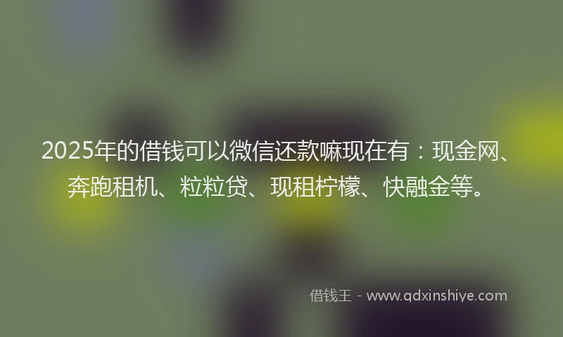 2025年的借钱可以微信还款嘛现在有：现金网、奔跑租机、粒粒贷、现租柠檬、快融金等。