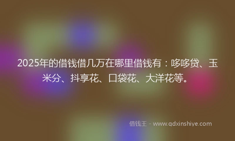 2025年的借钱借几万在哪里借钱有：哆哆贷、玉米分、抖享花、口袋花、大洋花等。