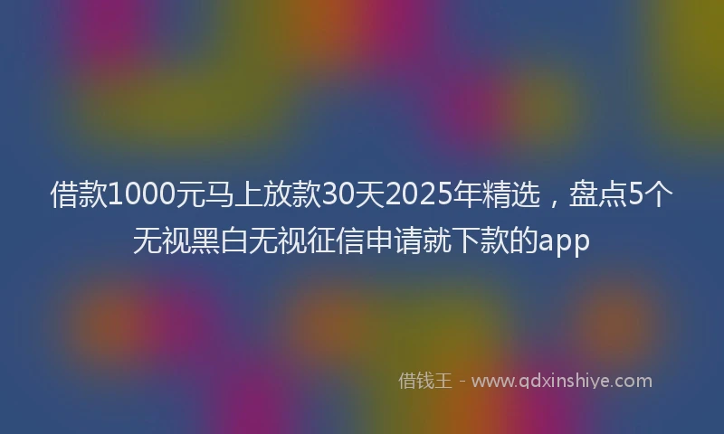 借款1000元马上放款30天2025年精选，盘点5个无视黑白无视征信申请就下款的app