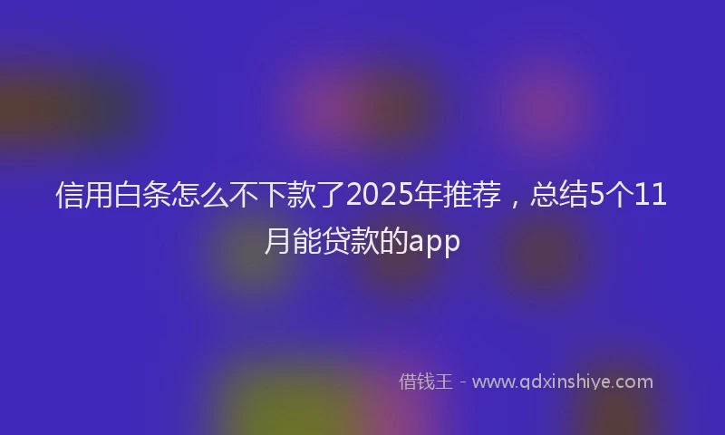 信用白条怎么不下款了2025年推荐，总结5个11月能贷款的app