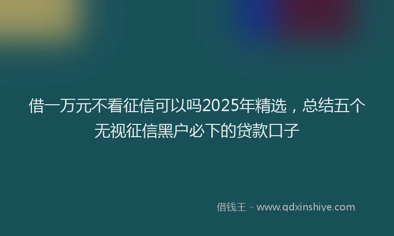 借一万元不看征信可以吗2025年精选，总结五个无视征信黑户必下的贷款口子