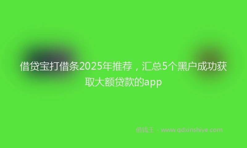 借贷宝打借条2025年推荐，汇总5个黑户成功获取大额贷款的app